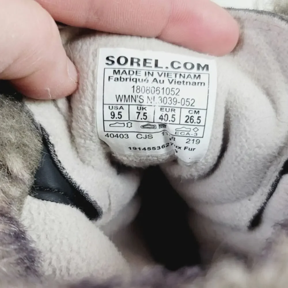 Sorel Explorer Joan Shearling Waterproof Suede Leather Bootie in Gray, sz 9.5